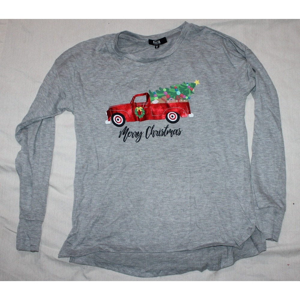Women's Modern Canvas Christmas Shirt Long Sleeve Size Small NEW